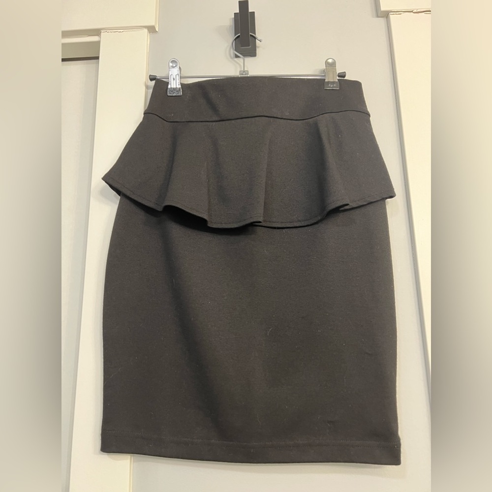 Black Peplum Pencil Skirt